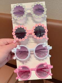 2/3/4pcs/Set Girls Cute Floral Fashion Fashion Glasses, Card Display Only, No Shipping - Multicolor - View 29
