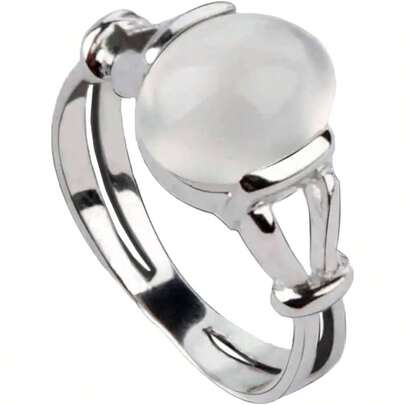 Anillo inspirado en la novela del vampiro de Princesa Bella Moonstone en tono plateado
