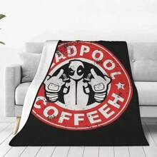 3D Printed Deadpool Coffeeh Blankets Breathable Soft Flannel Winter Throw Blanket For Couch Car Bedroom - 黑色 - 查看 1