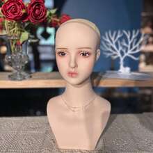 JINGFA 4PCS Realistic Mannequin Head Stand For Wigs,Lifelike PVC Manikin Head Display Heads For Sunglasses Earrings Jewelry Display, Wig Stand - 駝色 - 查看 2