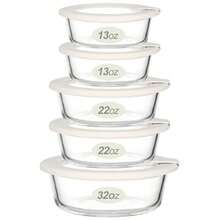 Juego de Contenedores de Almacenamiento de Vidrio con Tapas Herméticas a Prueba de Fugas Apto para Microondas Congelador Lavavajillas-B029 - Blanco Marfil -5p - Ver 8