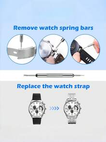 1 Set Uhrenarmband Reparatur Werkzeug-Kit, inklusive doppelköpfiger Armband Lochzange, Schraubendreher, Gehäuseöffner, Hebeleisen, Pinzette, Federstege, mit Aufbewahrungstasche, Uhrenarmband Demontage Werkzeugsatz, ideales Valentinstags-Geschenk für Uhrenliebhaber - Schwarz - Übersicht 10