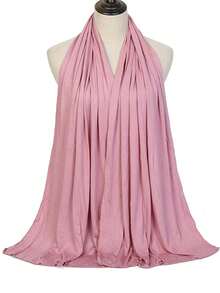 1 件 Abaya 配饰女士围巾大号头巾，柔软头巾纯色头巾休闲头巾 - 藕粉色 - 查看 8