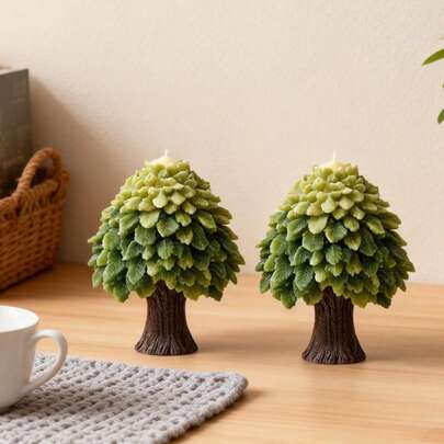 1pc Tree Scented Candle Silicone Mold DIY Plant Shaped Plaster Sculpture Resin Craft Soap Mold Home Decor Creative Handmade Gift