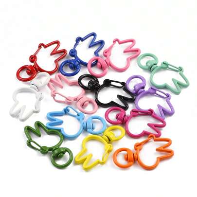 10pcs Colorful Zinc Alloy Rabbit Head Painted Jewelry Connectors, DIY Jewelry Making Accessories, DIY Craft Pendant Alloy Decorations