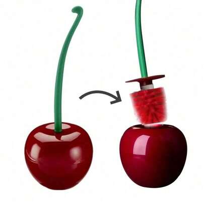 Cepillos de baño calientes, soportes para inodoros, accesorios de baño, juego de soporte para cepillo de inodoro con forma de cereza creativa y linda, herramienta de limpieza