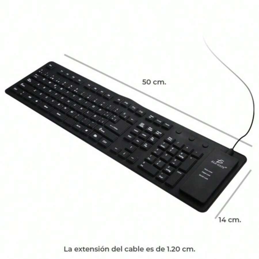 Teclado Alambrico Flexible Usb Pc Laptop Contra Agua CON NUMERICO - Albaricoque - Ver 1