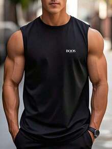 Men's Boos Tank Top, 100% Cotton, Summer Fashion, Crew Neck, Comfortable, New Arrival - Black - View 1