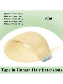 20pcs/Pack 2.5g/Pc Invisible Tape-In Human Hair Extensions, Natural Straight Hair Tape - Multicolor - View 5
