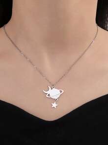 LIKGREAT 1件简约时尚星星、月亮、行星项链配饰，情侣、姐妹、母亲节、生日珠宝礼物 - 時尚系列 - 查看 9