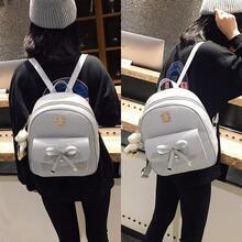 K.E.J. Mini Backpack Bowknot Leather Backpack Purse 3-PCS Cute Small Backpack For Women Ladies - Grey - View 3