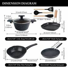 ABKOK 1pc/4pcs Cookware Set, 1-2 Serving Non-Stick Soup Pot And Frying Pan Combo | Compact Size, Suitable For Single Cooking, Sold Individually Or As A Set - Black - View 20