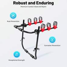 SanBouSi 3 Bike Trunk Rack, Foldable Carrier For SUV Sedan Hatchback, 44lbs Capacity With Scratch-Free Padding & License Plate Visibility, Easy To Install & Store - Black, Red - View 4