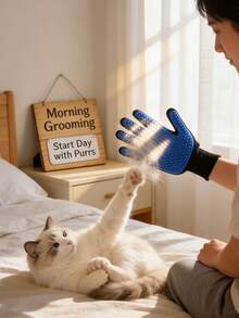 Pet Hair Remover Glove - Gentle Deshedding Brush For Cats & Dogs During Playtime | Massage Grooming Mitt To Reduce Shedding On Furniture | Easy Clean, Grooming Essential - Multicolor - View 4