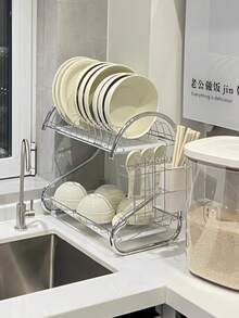 全新 廚房置物架碗碟筷子瀝水架檯面收納架子多層式多功能家用 碗架瀝水架 雙層碗碟架 S型廚房置物架 水杯砧板收納架 家用桌上型碗碟架雙層瀝水架廚房置物架放碗架桌上型收納架 廚房碗碟置物碗碟架雙層瀝水架廚房置物架放碗架桌上型儲存水架式水架節水架。 - 銀色 - 查看 3