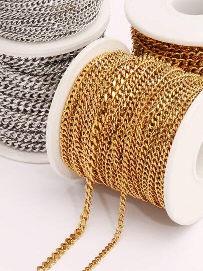 100cm Stainless Steel Chain, Minimalist 18K Gold Plated Chain Accessories For DIY Necklace, Bracelet, Jewelry