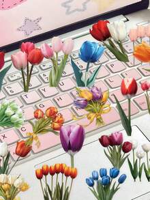 50/150张郁金香贴纸，适用于厕所、浴室、日记、剪贴簿、相册、工艺装饰等，文具用品，趣味贴纸，Kindle适用 - 花 - 查看 2