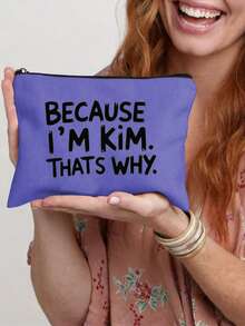 1个印有“因为我是金，所以……”字样的化妆包 - 现代简约粗体字，适用于化妆品收纳、旅行洗漱包和男女通用化妆品储物袋。 - 彩色 - 查看 10