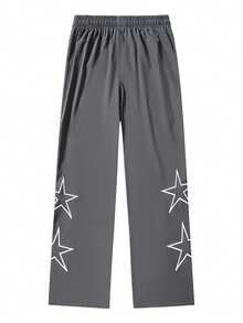 Men's Star Print Casual Pants, & Versatile Sweatpants - Grey - View 3