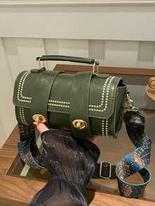 1pc Retro Mini Cylinder Handbag For Women(No Dolls Allowed), Shoulder Crossbody Bag For Daily Use.Rhomboid Patterned Bucket Bag Crossbody Shoulder Bags For Women Cylinder Purse Satchel Handbags.Crossbody Bag.Can Be Used As Valentine's Day, Thanksgiving, Halloween,Christmas Gift. - 墨綠色 - 查看 6