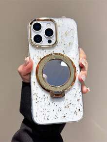 极简时尚金箔高光镜面手机壳，适用于 17/16/15/14/13 - 白色 - 查看 3