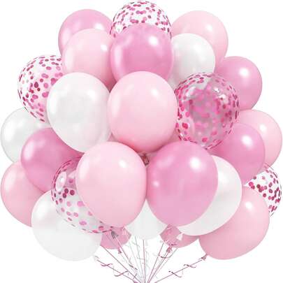 40pcs/Pack 10-Inch Pink Balloons With Colorful Confetti, Suitable For Women's Birthday Party Decoration, Wedding, Christening, Bridal Shower