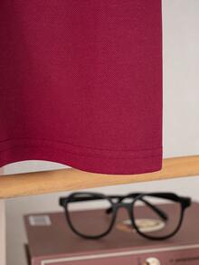Boys' & Toddlers' Energetic Color Block Trim Short Sleeve Polo Shirt, Suitable For School, Outdoor Activities, Parties, Casual Wear, Performances, Formal Events, Vacations - Burgundy - View 8