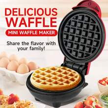 HONGMEI 1pc 350W 4-Inch Mini Waffle Maker, Makes Single Serving Waffles, Pancakes, Keto Waffles, Non-Stick Easy Clean - EU F Type Plug(220-240V) - View 2
