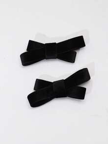 2个可爱优雅的奶油色天鹅绒交叉蝴蝶结发夹，适合任何场合 - 彩色 - 查看 4