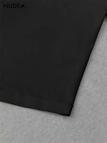 NUDEA 1pc Women'S Casual Black T-Shirt With Bold "23" Print - Short Sleeve, Round Neck, Lightweight Polyester, Machine Washable, Spring/Summer Fashion Top, Versatile For Casual Attire, Versatile Fashion| Bold Number Print| Lightweight Teevalentine's Day Shirts - 黑色 - 查看 6
