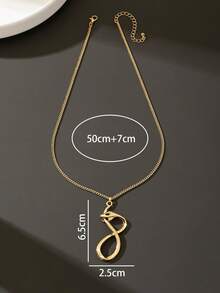 1件极简抽象镂空扭曲交缠蛇形合金吊坠项链，适合男士个性化穿搭和节日服饰。 - 金黃色 - 查看 5