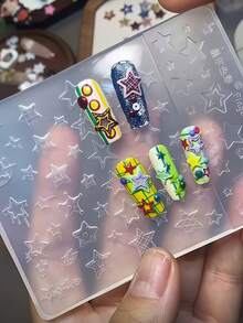 New 3D Plaid Embossed Nail Art Mold - Clear - View 11