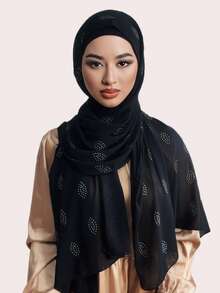 New Spring/Summer Women's Rhinestone Embellished Modest Hijab Chiffon Breathable Muslim Hijab Shawls - Multicolor - View 1