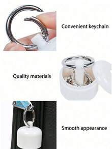 1pc Multi-Color Portable 4*3.8CM Plastic Jewelry Organizer, Small Necklace Bracelet Storage Box, Jewelry Box, Travel Jewelry Holder, Pill Box, Key Chain Container, Compact Round Metal Ring Box, Ideal For Outdoor Travel Jewelry Storage - White - View 3