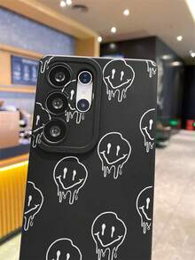 1个不对称笑脸图案哑光黑TPU防震手机壳，创意设计，送给男友/女友的礼物，兼容三星、OPPO、vivo和其他安卓手机 - 彩色 - 查看 7