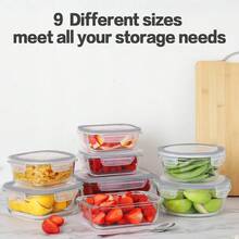 32-Piece Glass Food Storage Containers (16 Glass Bowls + 16 Lids) With Upgraded Snap Locking Lids – Airtight Lunch Containers, Suitable For Microwave/Oven/Refrigerator/Dishwasher (Gray) - 灰色 - 查看 7
