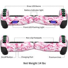 Hoverboard With Corlorful LED Lights,Colorful Lights Wheels,300W Motor,7.5 Mph Max Speed,Gift For Girls &Boys - Màu hồng rằn ri - Xem 2