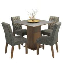 Juego de Comedor Mesa con Tablero de Madera 4 Sillas Livia Madesa - Marrón/Crema/Imperial - Negro - Ver 6