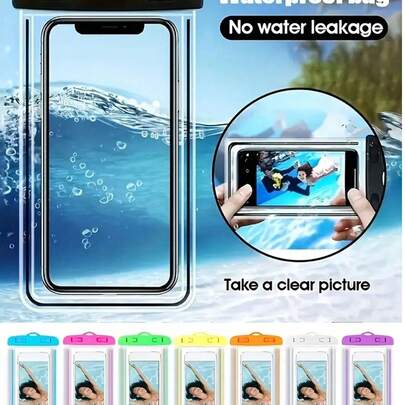 Universal Waterproof Phone Pouch Suitable For Beach And Swimming Pool, Waterproof And Dustproof Phone Bag, Transparent Color Fixed Suitable For Shower, Outdoor Activities, Rafting, Swimming, Diving, Swimming Pool, Bathroom, Waterproof Phone Protective Bag - Prevent Water Damage To Phone (Random Cardboard Packaging)