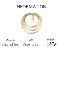 1件装女士奢华朋克风合金几何徽章硬币三层项链 - 多層幾何圓片吊墜項鍊 - 查看 7