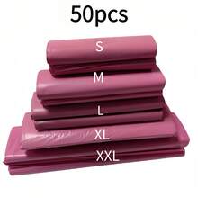 50 túi đóng gói màu hồng dày dặn, kiểu dáng đơn giản, đa năng, phù hợp cho trường học, văn phòng, vận chuyển và gửi thư. - Màu hồng, 50 cái - Xem 1