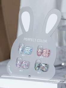 MIANEL 12ml 2026新款云锦水钻凝胶指甲油 粉蓝白绿系列 爆闪凝胶指甲油 指甲胶 新年美甲 冬季美甲 需使用UV美甲灯烘干 适用于美甲沙龙和DIY美甲 - 彩色 - 查看 10