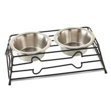 Metal Elevated Pet Diner With Stainless Steel Bowls Included, Small Capacity 12.68 Fl Oz - S - View 1