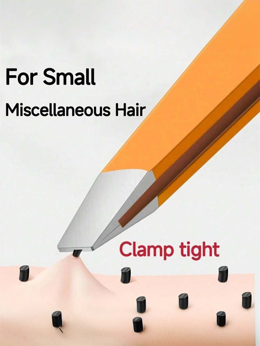 高精度超薄扁头黑头眉毛睫毛夹，不锈钢眉毛睫毛镊子，修眉美容工具 - 純色 - 查看 1