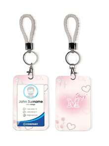 1pc ABS Letter M Pattern Fashion Personalized Cartoon Pull-Push Card Holder Keychain Bag Pendant, Student Wristband Card Holder, Ladies Wristband Card Holder, ID Bus Protection Case, Student Campus Card Protection Case - D - View 8