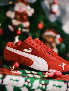 PUMA Speedcat ROSÉ Inspired By Chae Young-In Retro Racing Style Low-Top Casual Sneakers, Comfortable & Fashionable, Racing Shoes, Thin Sole, Lychee Leather, Outdoor Warm, Wear-Resistant, Low-Top, Lifestyle Casual Shoes, , Red & White, 406329-02 - Red - View 5