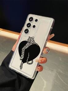1pc Heart & Leopard Pattern Cushion Transparent Anti-Fall TPU Phone Case, Suitable As Holiday Gift, Compatible With Samsung Phones, Unisex - Multicolor - View 5