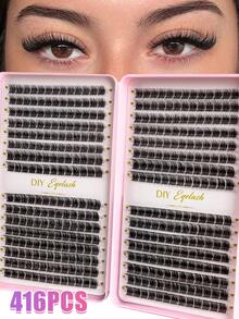 416pcs D-Curl Fluffy False Eyelashes Set, Includes Beginner-Friendly Eyelash Tutorial, Thick & Voluminous Segmented False Lashes, Comes With Glue, Setting Liquid, Tweezers, Magnifying Mirror, Reusable, Large Capacity Individual Lashes, Soft & Natural Mixed Lashes, Create 3D Dimensional Eye Makeup, Suitable For DIY At Home, Travel, Commute, Formal Events, Bridal Makeup And More. - màu đen - Xem 4