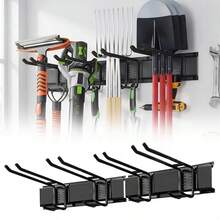 Garden Tool Rack Holder Garage Shed Wall Mounted Storage Organiser 2 Pieces - Black - View 8