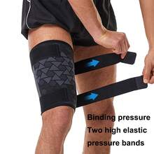 1pc Thigh Compression Sleeve With Adjustable Non-Slip Compression Strap, Elastic & Breathable, Suitable For Men & Women Sports, Fitness, Running - Black - View 3